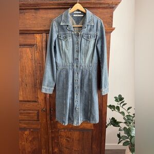 Vintage Tommy Hilfiger Denim Shirt Dress Button Front Y2K Grunge Western Midi